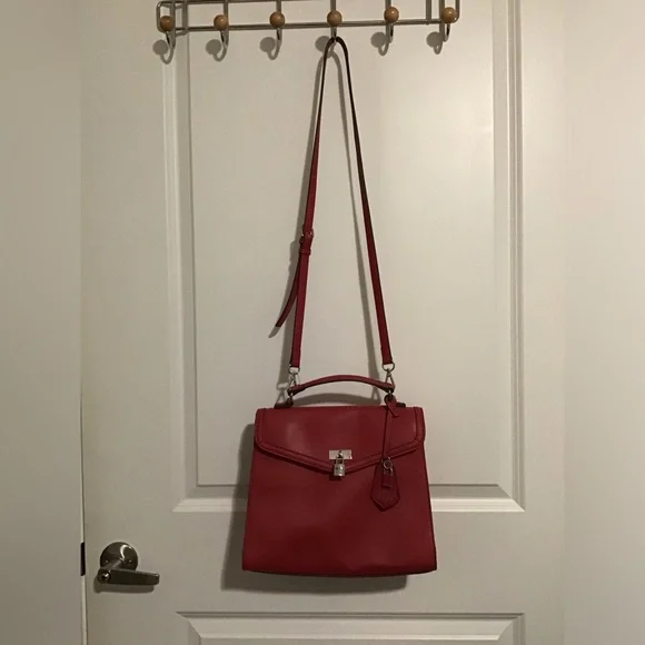 Guess Cherry Red Top Handle Satchel Bag - Picture 3 of 10